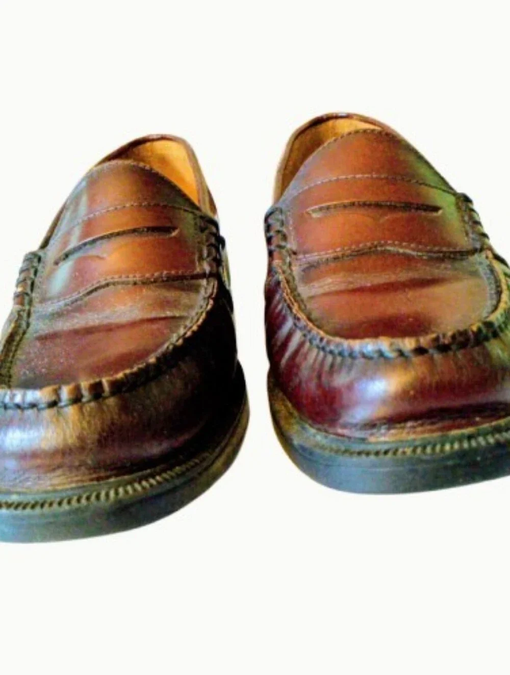 Nunn Bush Mens 9.5 M Brown Leather Penny Loafers Moc Toe Preppy Dress Shoes
